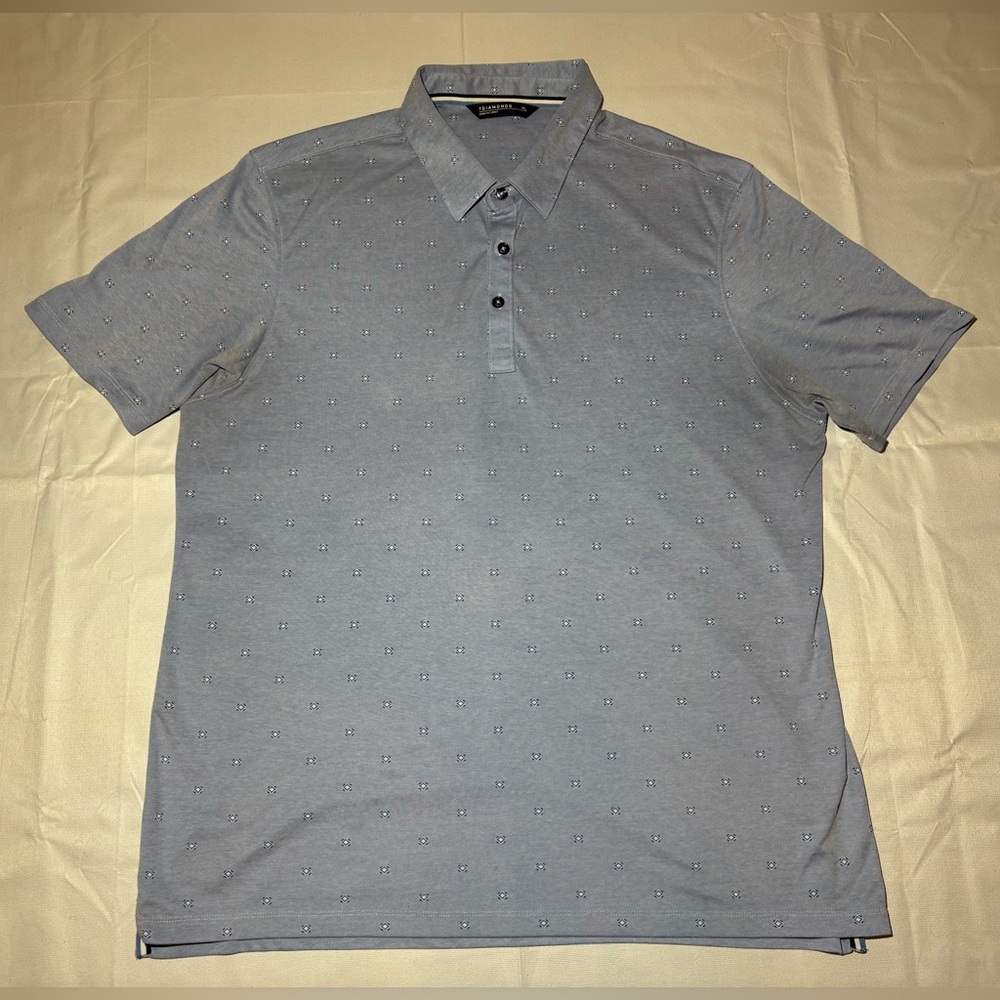 7 Diamonds Blue Palisades Polo Shirt,Short Sleeve,Geometric Pattern Men’s. XL
